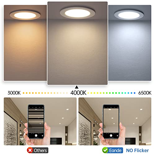 Eande Lot de 10 Spots LED Encastrable 5W IP44 98mm, Blanc Neutre 4000K Éclairage encastré Étanche 450lm, Spot LED Extra Plat 25mm, Spots de Plafond 230V pour Salle de Bain Salon Cuisine, Trou 75-85mm - Image 3