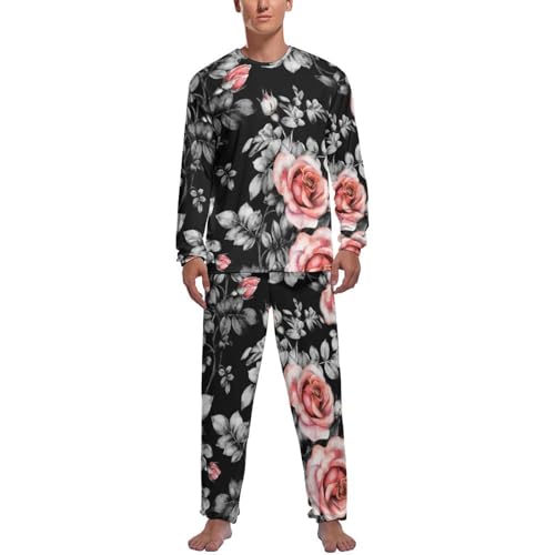 Pyjama homme fleurs rouges en coton doux pour des nuits confortables et élégantes à la maison