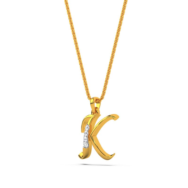 Image of KISNA Alphabet Diamond & Gold Pendant for Women.
