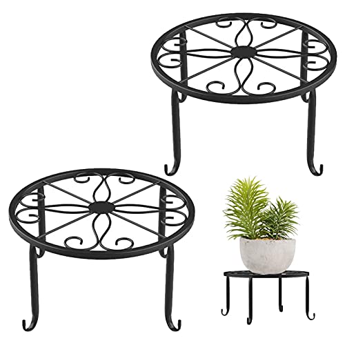 FCQLFYF Lot De 2 Support pour Plantes,Porte-Pots De Fleur en Fer Forgé,Support De Pot De Fleur en Fer Forgé,Décor pour Intérieur Extérieur Jardin Maison...