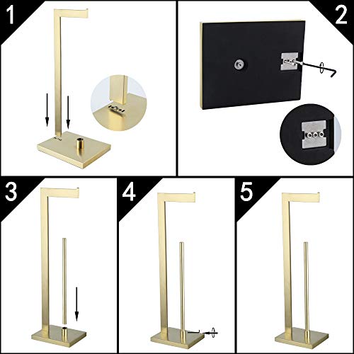 Gerzwy Sus 304 Stainless Steel Toilet Paper Holder Free Standing With Reserve, Lavatory Tissue Roll Holder Floor Stand Storage Brushed Gold Finish Dzy004-Bz #TOP5