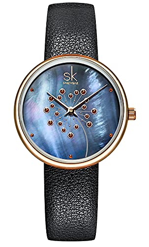SHENGKE Ladies Quartz Leather Dandelion Dress Ladies Wristwatch for Women (B09FKDL1W7) Amazon Price History, Amazon Price Tracker