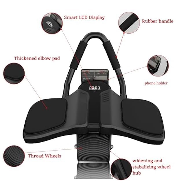 2024 First Ever Calorie Counting Ab Roller High-Performance Abdominal Exercise Machine with Automatic Rebound, Multi-layered Anti-Slip Design & Versatile Exercise Bands