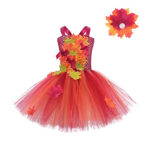 LICHENGTAI Vestido de princesa para niña, falda de tul de hoja de arce, para niñas, Acción de Gracias, disfraz de rendimiento infantil, vestido de tul, vestido de fiesta, vestido de fiesta para bebé,