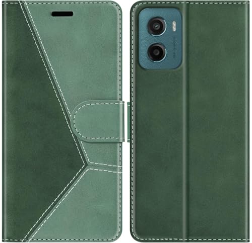 Image of ClickCase Trend Series for Motorola Moto G05 Leather Wallet Flip Case Magnetic Closure Flip Cover for Motorola Moto G05 (Olive Green)