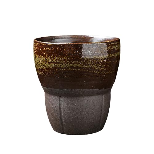 CAPIJIONG Tazza da caffè giapponese in ceramica antica da 100 ml, tazza d'acqua personale per ufficio e casa, grande per ufficio, casa, ristorante, sfumatura liscia, 101-200 ml