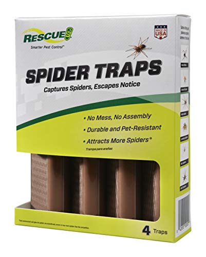 RESCUE! Spider Traps &ndash; Catches Brown Recluse, Hobo Spiders, Black Widows & Wolf Spiders - 4 Traps
