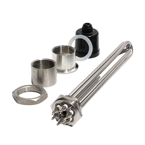 AUPERS Elemento calentador de agua de 1 1/2' BSP/DN40 con accesorios Tubo calentador eléctrico 304SUS de 220 V/380 V con tornillo de conexión a tierra y sonda Reality(220V_6KW 250MM 304SUS)