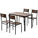 Juego de mesa de cocina y comedor con 4 sillas para cocina, salón, comedor, 108 cm de largo x 65 cm de ancho x 75 cm de alto, color marrón vintage