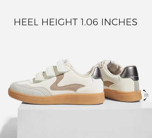 LUCKY STEP Women's Casual Fashion Retro Sneakers Classic Gum Sole Hook and Loop Tennis Footwear Anti Slip Skate Trainers Trendy Walking Shoes4