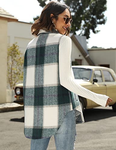 UANEO Womens Fall Flannel Plaid Vest Button Down Sleeveless Shirt Jacket with Pockets