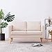 Hommdiy Sofá de Tela 2 Plazas Color Crema Asiento Taburete Sillón Silla Taburete Banco Mueble Mobiliario Salón Comedor Cocina Hogar
