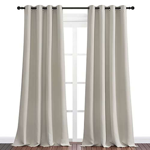 Image of NICETOWN Natural Room Darkening Curtains 108 inch Long for Boho Farmhouse Home Decoration, 55 inch Wide, Set of 2, Window Treatment Total Privacy Drape Panels for Bedroom Living Room