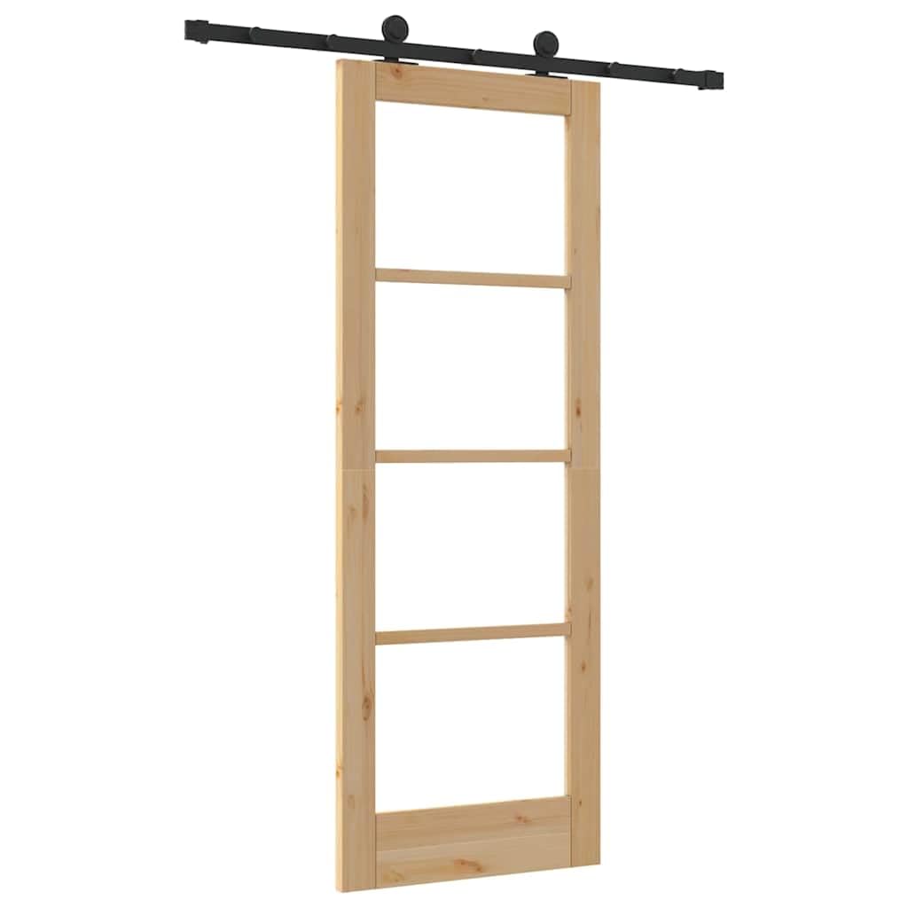 Puerta Corredera con Herrajes Puerta Corredera de Interior Puerta corredera Madera y Metal para Baño Salón Sala de Estar Cocina-Natural-73.5 x 198.5 cm/152.5 cm