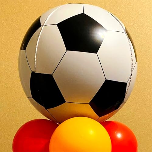 Image of 22 Inch 4D Soccer Foil Balloons, 6Pcs Soccer Party Decorations Football Shape Mylar Foil Balloons Sport Decor for Boys Kids Soccer Ball Fans Theme Birthday Party Decorations Supplies
