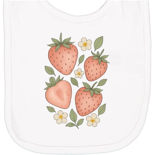 inktastic Strawberry and Floral Pattern Watercolor Art Newborn Bib - Main Image