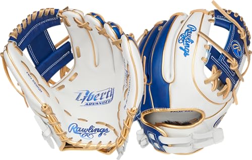 Rawlings | Liberty Advanced ColorSync Fastpitch Softball Glove | Right Hand Throw | 11.75' | Infield | Pro I Web | White/Royal/Gold