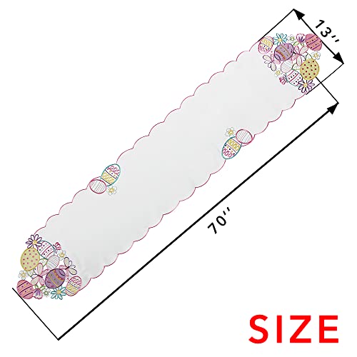 Owenie Easter Table Runner, Embroidered And Cutwork Colorful Eggs Table Runner For Easter Holiday And Spring Season Table Decor, 13 X 70 Inch Cute Dresser Scarves #TOP4