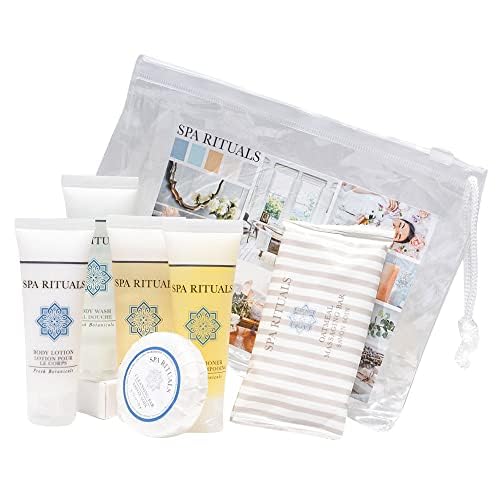 Miniatura 8 de World Amenities Spa Rituals Mini Kit de baño de tamaño de viaje  Botánicos frescos  Champú, acondicionador, gel de baño, loción, barra redonda de