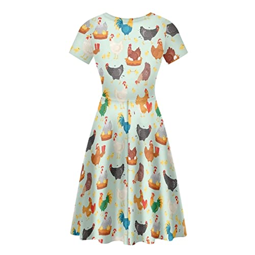 Image of Biyejit Women's Summer Casual Short Sleeve T-Shirt Swing Dress Crew Neck Plus Size S-4XL