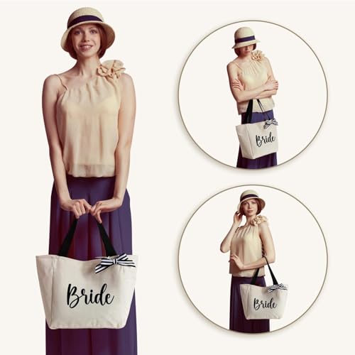 Image of Vavabox Bridesmaid Gifts, Mrs Tote Bag for Women, Bridal Shower Wedding Bachelorette Bride Gift Handbag Gifts for Her