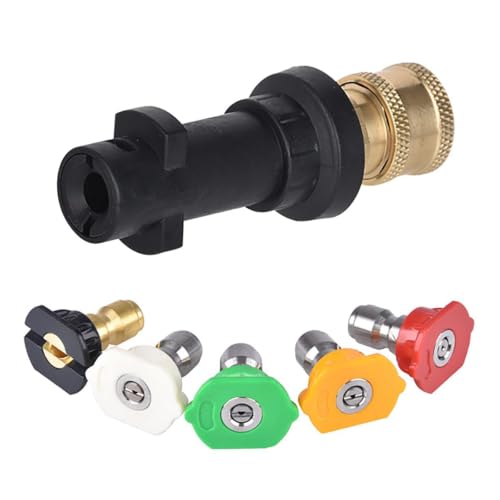 CLKE Pressure Washer Accessories for Karcher K2 K3 K4 K5 K6 K7 1/4 Quick Adapter & Nozzles Connector Fitting with 5 Power Nozzle Tips Multiple Degrees Pressure Washer Adapter Kit