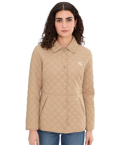 Lauren Ralph Lauren Womens Blazer Quilt Contrast Lrl Embroid Birch Tan MD One Size