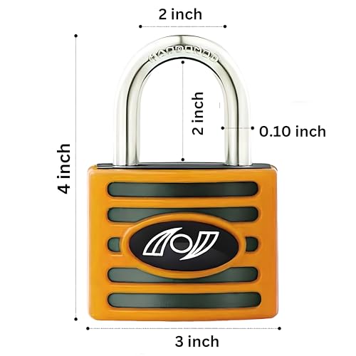 Image of Heavy Duty Keyed Lock | Hardened Steel Shackle Lock | Anti-Rust Security for Gate, Warehouse & Outdoor Use (ALT-45 Orange (75MM))