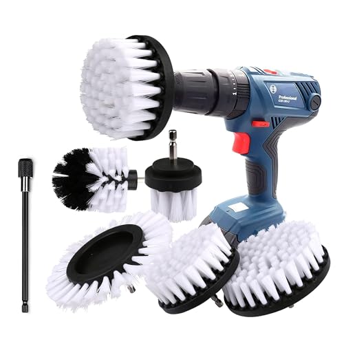 Bürstenaufsatz Bohrmaschine Set Bürstenaufsatz Akkuschrauber 6 Stück Reinigungsbürste Felgenbürste Scrubber Reinigung Bürste Kit für Felgen Badewanne Fliesen Küche Auto Sofa Ecken & Grill