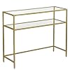 VASAGLE Consoletafel, bijzettafel met 2 planken, 100 x 35 x 80 cm, gehard glas, opbergrek, metalen frame, verstelbare…