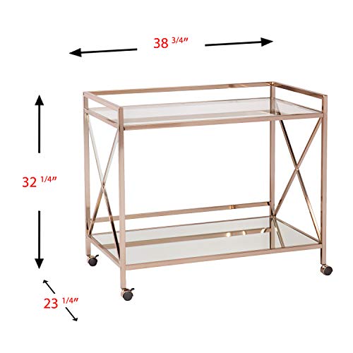SEI Furniture - Maxton Bar Cart - Gold - Iron Metal & Mirrored Glass - Art Deco Design - Ideal for Living Rooms, Dining Rooms, Home Bars, 38.75"W x 23.25"D x 32.25"H (HZ2041) by SEI Furniture - Image 5