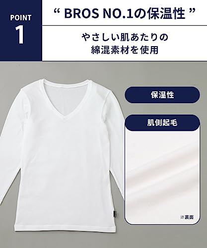 ブロス バイ ワコールメン あったかインナー シャツ 8分袖 長袖 Vネック 綿混 裏起毛 冬 GL5021 の商品画像 3