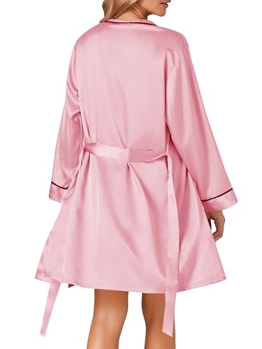 Vrtige Women's 3pcs Satin Pajamas Set Cami Top and Shorts Sleepwear PJs Set with Robe2