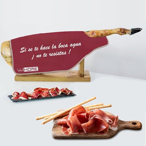 Miniatura 5 de Jamonero De Madera Con Herraje En V, Pincho Y Fijación Pezuña Funda Para Jamón Tiberic Burdeos