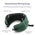 C CUSHION LAB Travel Pillow, Award-Winning Patented Ergonomic Design for Chin & Neck Support Memory Foam Neck Pillow, Compact Airplane Pillow for Traveling, Flight, Car (Hunter Green, Medium) - Image 3
