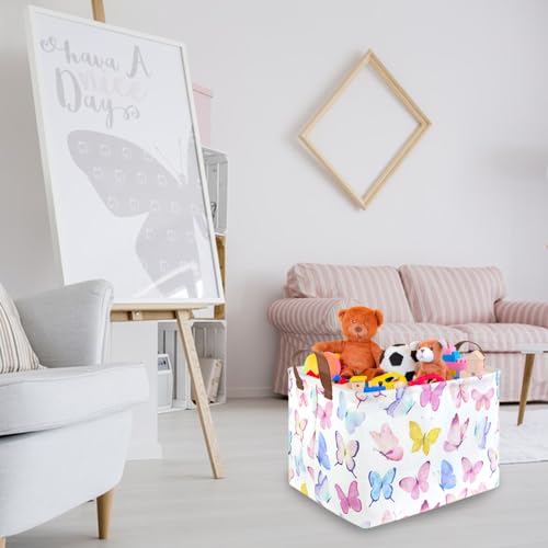 Image of Rectangular Butterfly Basket,Girls Basket, Foldable waterproof cute storage basket,Kids Storage Bin,Toy gift Organizer,Girls Room Decor,Butterfly Room Decor,Gift Box(Colorful Butterflies)