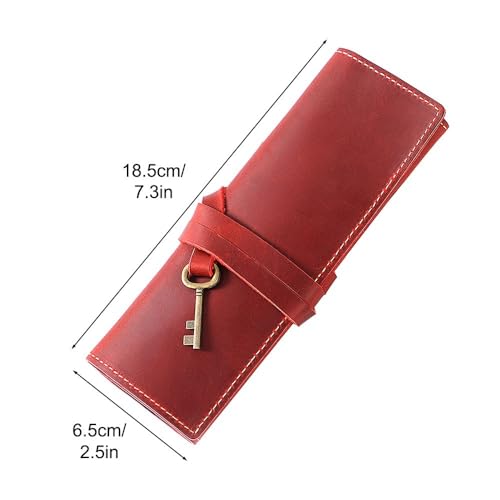 DONGKER Leather Pen Bag,Roll-Up Leather Wrap Pen Pouch, Foldable Pencil Roll Organizer for Student Artist Drawing Coloring - Image 3