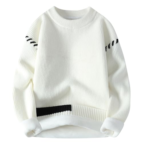 Sweater Men Crew Neck Long Sleeve Sweaters Textured Pullover Sweater Cable Knit Pullover Plus Size Warm Winter Tops