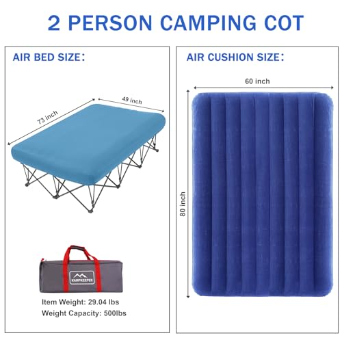 KAMPKEEPER Camping Cot,Camping Cots for Adults,Folding Camping Cot with Inflatable Air Mattress and Carry Bag,for Outdoor Travel Camp Beach Vacation (not Included The Airpump)