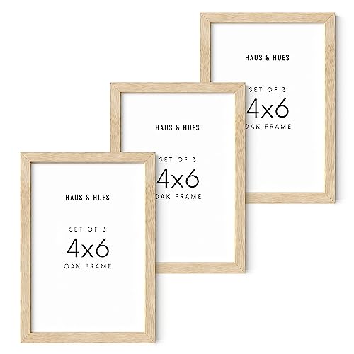 HAUS & HUES Solid Oak Wall or Tabletop Frame Set - Beige Gallery Frame With 4x6 Frames