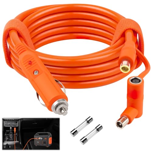 2M 12V-24V Car Cigarette Lighter DC7909/8020 14AWG DC 8mm Charging Cord, Compatible with BLUETTI EB3A/EB70/EB70S Jackery Explorer 1000 V2/500/300/240 Portable Generator with 2 Replaceable Fuses