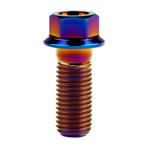 Image of Titanium Bolt M12 30 35 40 45 50 55 60 65 70 75 80 85 90mm Hex Small Flange Head for Motorcycle Car Modification Pack of 4 (M12x30mm Pitch 1.5, Burnt Blue)