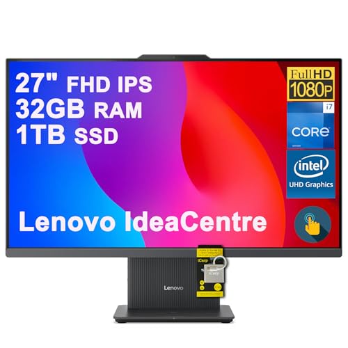 Image of Lenovo IdeaCentre AIO Desktop 27 inch FHD IPS Touchscreen (99% sRGB) Intel 10-core i7-13620H (Beats Ultra 9 185H) 32GB RAM 1TB SSD Type-C Harman Speaker Wi-Fi6 5MP Camera Win11 ICP Acc