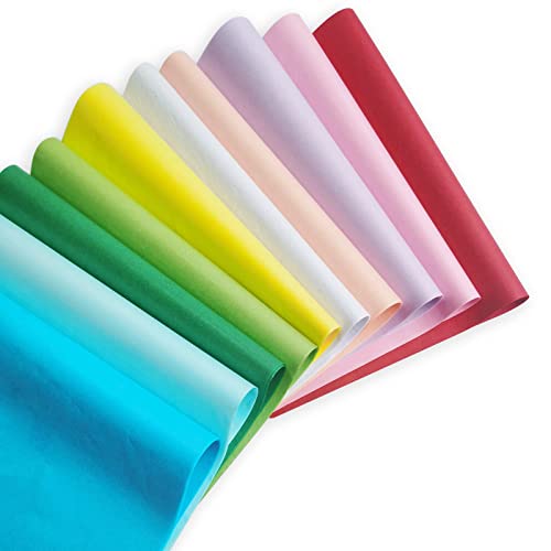 Seidenpapier 100 Blatt, 10 Farben A4 Bastelpapier Skizzen und Zuschnitt Papier, Transparentpapier, Seidenpapier Verpackungsmaterial, Seidenpapier zum Verpacken, Herstellung von Papierblumen, Pompons