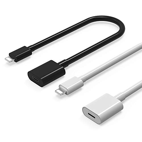 EMATETEK Cable Extension Cord Female to Male Transfer Video Audio Music Data and Power Charge. 2PCS 1Foot Female to Male Extender Cable Connector Cord Made of White or Balck PVC.