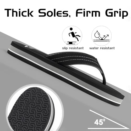 Image of Duosoft Men's Slipper Flip Flops, Brown, Anti-Skid Rubber Sole, Arch Support, Superior Shock Absorption, Super Soft