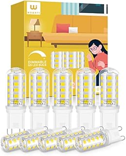 wowatt G9 LED Bulbs Dimmable Cool White 6000K, 10 Pack, 4W G9 LED Light Bulbs Equivalent to 40W G9 Halogen Bulbs, No Flicker LED G9 Bulbs ,400LM, CRI83, AC 220-240V