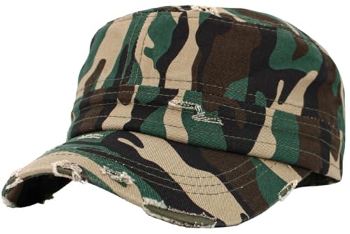 Image of Vintage Distressed Cadet Army Cap Basic Everyday Military Style Hat