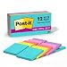 Post-it Super Sticky Notes, Blue, Pink, Green, Orange, Sticks and Resticks, Great for Windows, Doors and Walls, 3 in. x 3 in, 12 Pads/Pack, 90 Sheets/Pad (654-12SSMIA),Multicolor