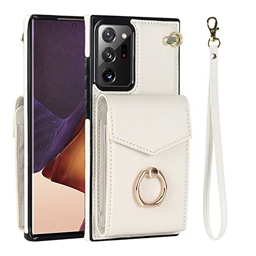 Housse cuir Samsung S22 Ultra avec porte-carte et support clapet blanc